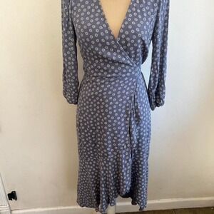 Abercrombie & Fitch blue floral wrap dress size Small Tall womens